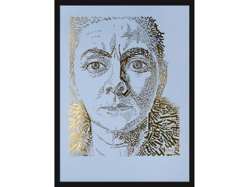 Charley Toorop | Letterhead Gold print | Baby Blue | lijst zwart alu