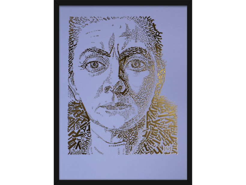 Charley Toorop | Letterhead Gold print | Lavender Blue | lijst zwart alu