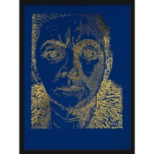 detail Charley Toorop | Letterhead Gold print | Royal Blue | lijst zwart alu