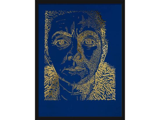 detail Charley Toorop | Letterhead Gold print | Royal Blue | lijst zwart alu