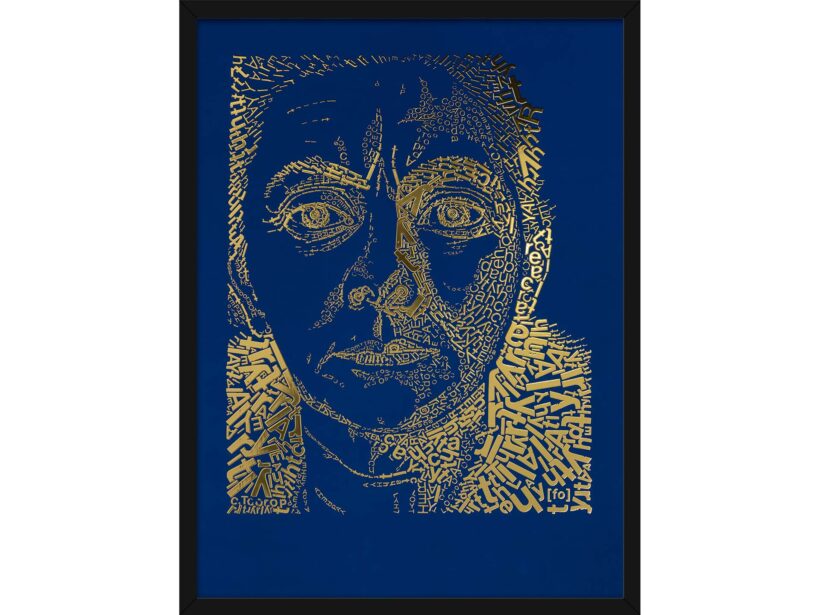 detail Charley Toorop | Letterhead Gold print | Royal Blue | lijst zwart alu