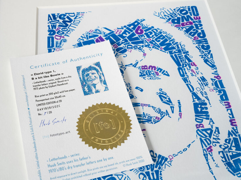 risoprint David Bowie | Letterhead certificaat risoprint David Bowie | Letterhead certificaat