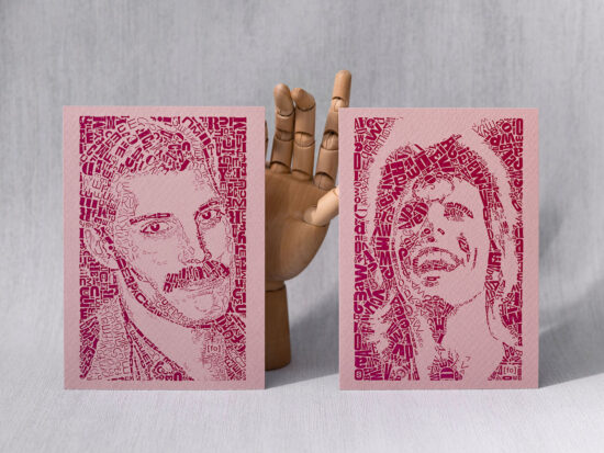 David Bowie & Freddie Mercury | set 2 Letterheads kaarten
