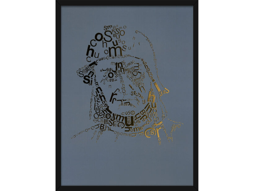 Jeroen Bosch | Letterhead Gold print | Aquaverde | lijst zwart alu