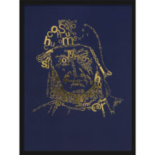 Jeroen Bosch | Letterhead Gold print | Dark Denim | lijst zwart alu Jeroen Bosch | Letterhead Gold print | Dark Denim | lijst zwart alu
