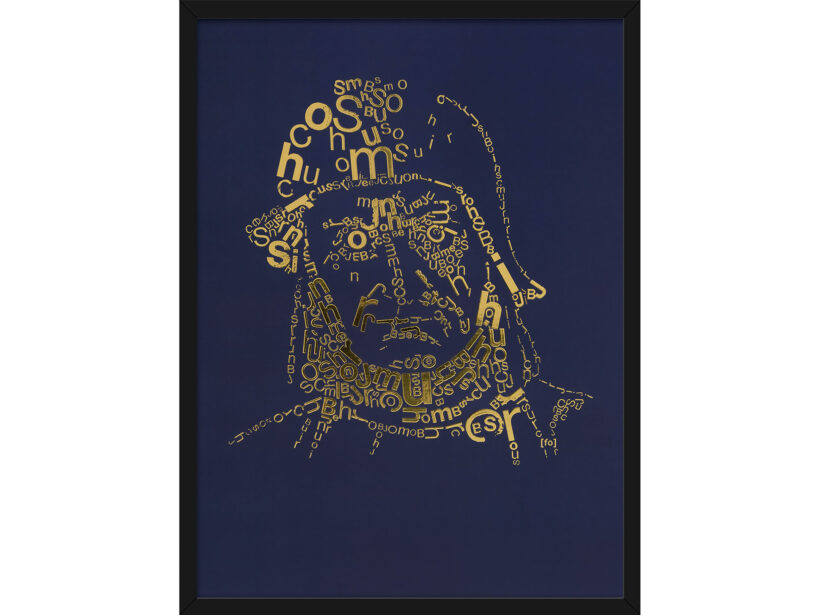 Jeroen Bosch | Letterhead Gold print | Dark Denim | lijst zwart alu Jeroen Bosch | Letterhead Gold print | Dark Denim | lijst zwart alu