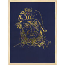 Jeroen Bosch | Letterhead Gold print | Dark Denim | lijst hout Jeroen Bosch | Letterhead Gold print | Dark Denim | lijst hout