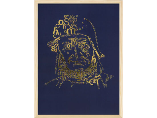 Jeroen Bosch | Letterhead Gold print | Dark Denim | lijst hout