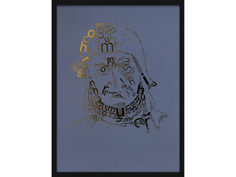 Jeroen Bosch | Letterhead Gold print | Smoke Blue | lijst zwart alu