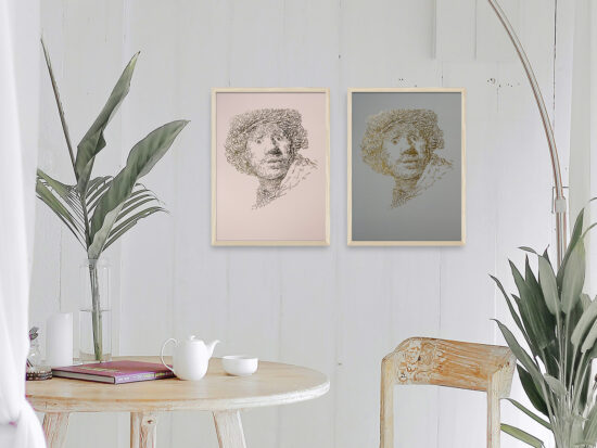 Rembrandt type 2 | Letterhead Gold print | Natural Coton | Eucalyptus Green