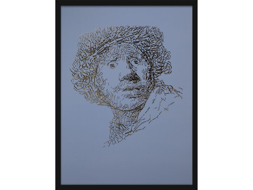 Rembrandt type 2 | Letterhead Gold print | Ash Blue | lijst zwart alu