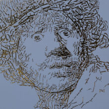 detail Rembrandt type 2 | Letterhead Gold print | Ash Blue