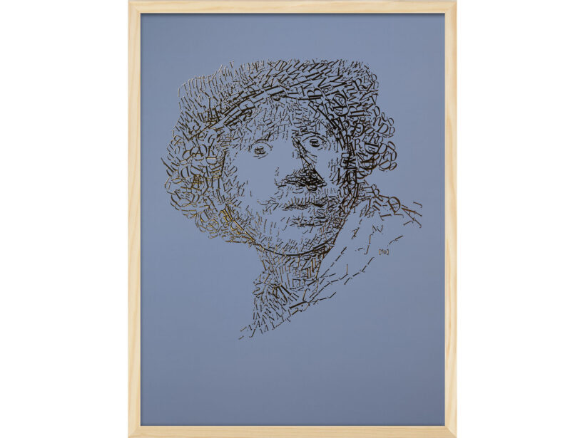 Rembrandt type 2 | Letterhead Gold print | Ash Blue | lijst hout
