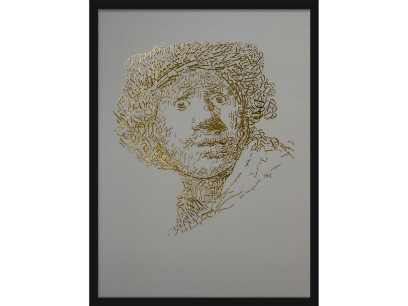 Rembrandt type 2 | Letterhead Gold print | Eucalyptus Green | lijst zwart alu