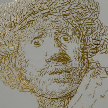 detail Rembrandt type 2 | Letterhead Gold print | Eucalyptus Green