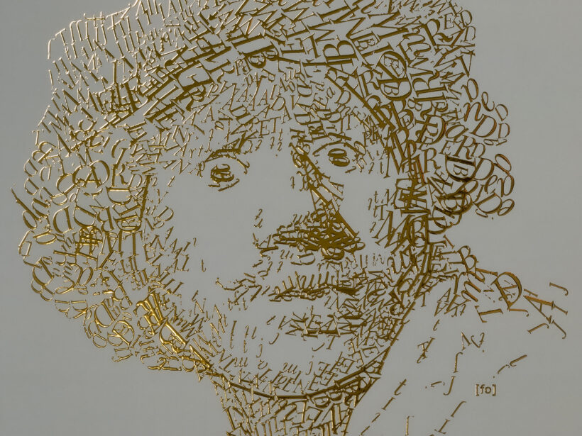 detail Rembrandt type 2 | Letterhead Gold print | Eucalyptus Green