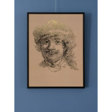 Rembrandt type 3 | Letterhead Gold print | Latte | lijst zwart alu
