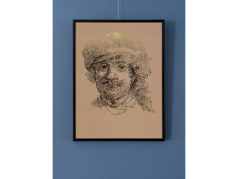 Rembrandt type 3 | Letterhead Gold print | Latte | lijst zwart alu