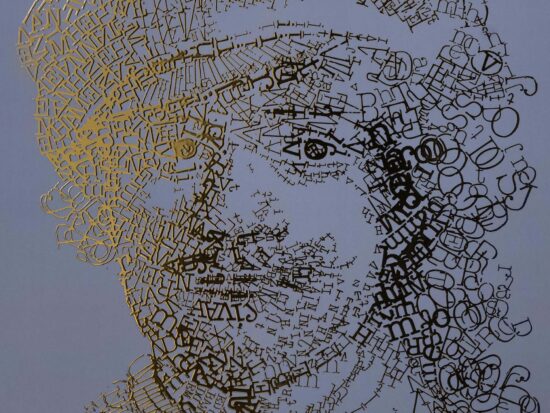 detail Rembrandt type 3 | Letterhead Gold print | Smoke Blue