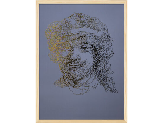 Rembrandt type 3 | Letterhead Gold print | Smoke Blue | lijst hout