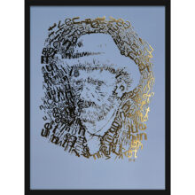 Vincent van Gogh 1 | Letterhead Gold print | Steel Blue | lijst zwart alu Vincent van Gogh 1 | Letterhead Gold print | Steel Blue | lijst zwart alu