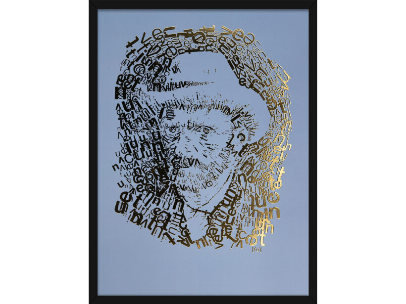 Vincent van Gogh 1 | Letterhead Gold print | Steel Blue | lijst zwart alu Vincent van Gogh 1 | Letterhead Gold print | Steel Blue | lijst zwart alu
