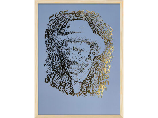 Vincent van Gogh 1 | Letterhead Gold print | Steel Blue | lijst hout