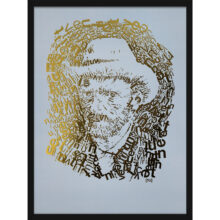 Vincent van Gogh 1 | Letterhead Gold print | Powder Blue | lijst zwart alu