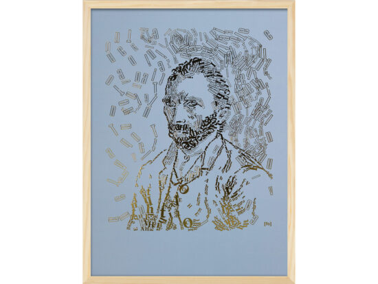 Vincent van Gogh 4 | Letterhead Gold prints | Baby Blue | lijst hout