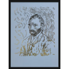 Vincent van Gogh 4 | Letterhead Gold prints | Baby Blue | lijst zwart alu