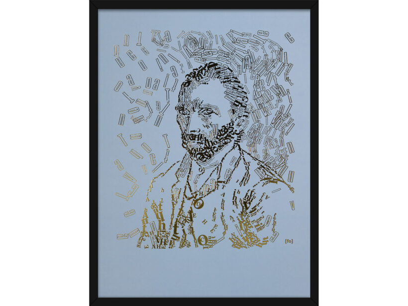 Vincent van Gogh 4 | Letterhead Gold prints | Baby Blue | lijst zwart alu