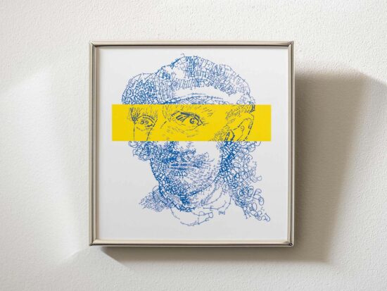 Vincent van Gogh / Rembrandt | Letterhead in verzilverd lijstje