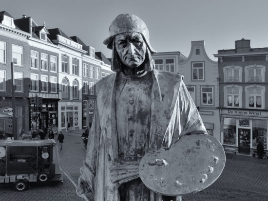 detail poster standbeeld Jeroen Bosch | Markt Den Bosch