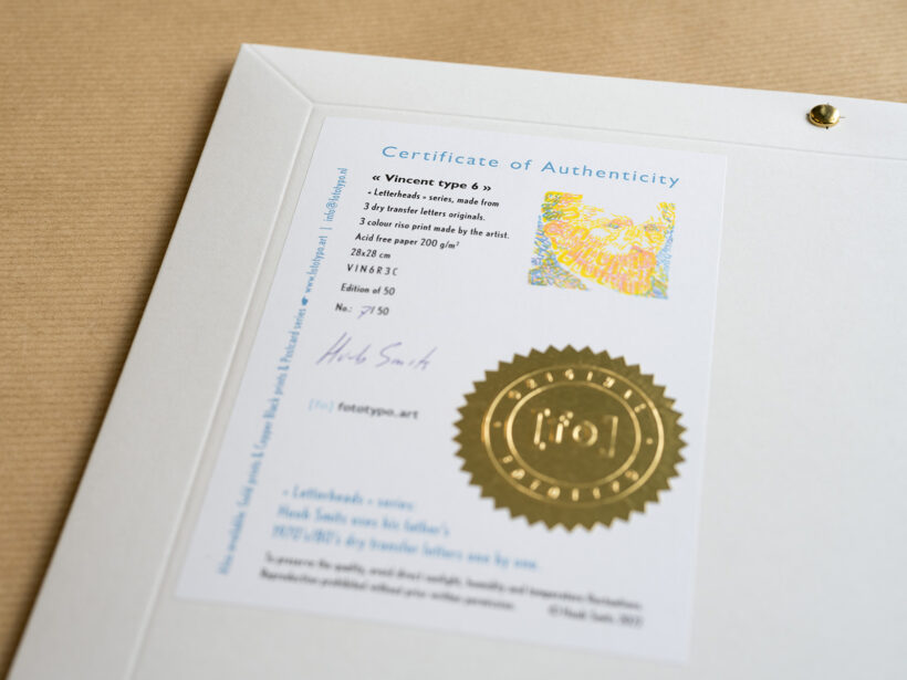 Vincent van Gogh Letterhead | limited edition risoprint | certificaat