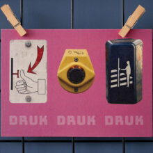 ansichtkaart DRUK DRUK DRUK | knop ansichtkaart DRUK DRUK DRUK | knop