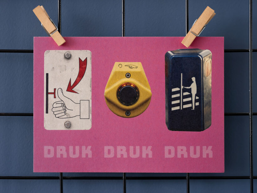 ansichtkaart DRUK DRUK DRUK | knop ansichtkaart DRUK DRUK DRUK | knop