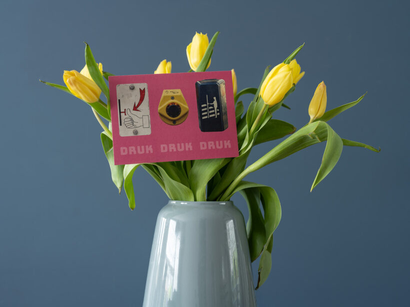 ansichtkaart DRUK DRUK DRUK | knop ansichtkaart DRUK DRUK DRUK | knop