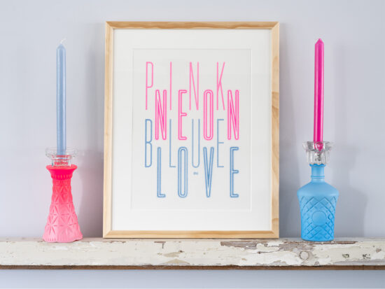 NEON risoprint | Pink neon blue love