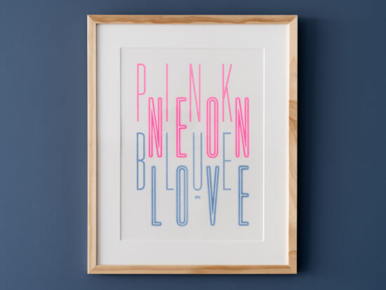NEON risoprint | Pink neon blue love