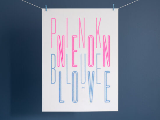 NEON risoprint | Pink neon blue love
